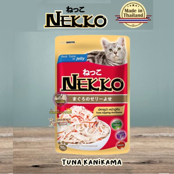 Nekko Adult Cat pouch, Tuna Topping Kanikama 70 gm, Tuna in Jelly