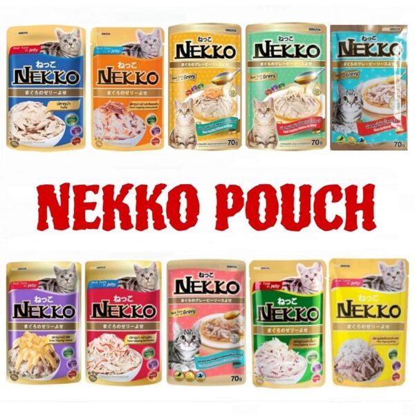 Nekko pouch 12pcs MIx flavor, Adult cat wet food, 70 gm, tuna