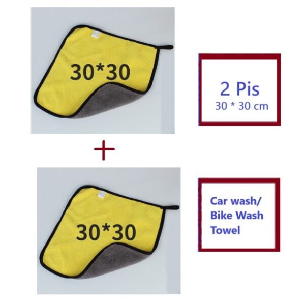 2 pis 30X30cm Car wash Bike Wash Double Layer Ultra Soft Scratch Proof Microfiber Towel