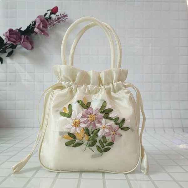 Flower Embroidered Potli Bag for Holud Wedding Batwa Ladies Handbag
