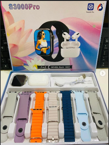 S3000 Pro 7+2 Smart Watch with Wireless Earbuds Combo (P-3543)