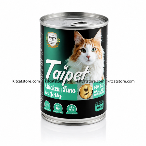 Taipet Chicken Tuna Wet Cat Food in Jelly 400g – Complete Balanced Can Food for Kittens from 2 Months and Adult Cats
