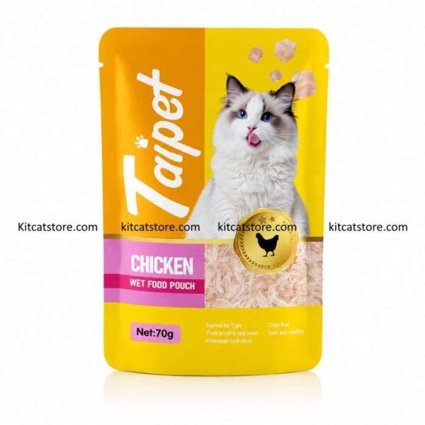 Taipet Premium Chicken Wet Food Pouch 70g – Complete Balanced Nutrition for Kittens, Adult Cats and Everyday Healthy Feeding with Delicious Gravy